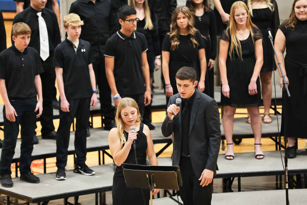 Raylee Fagerhaug and Brock Kruger performed the solo during "Baby it's Cold Outside." 