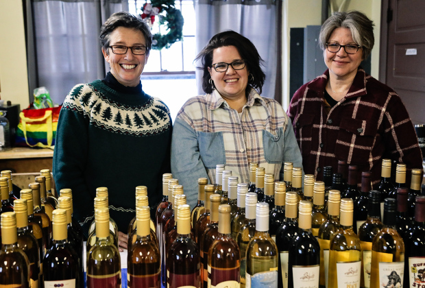 A wine tasting event was held at the Field House Sunday evening hosted by Baker’s Design and serving as a fundraiser for Winter Park Activities. Left to right are: Gwyneth Fastnacht, Laura Baker, Loree Gaikowski.