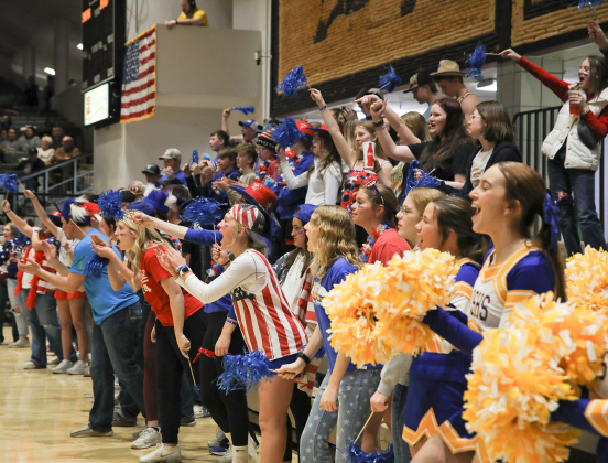 Spartan cheerleaders and the student section brought loads of spirit to the Corn Palace. 