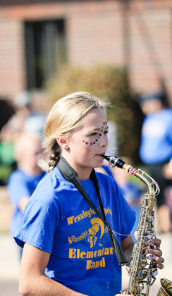 Londyn Mikkelson marches with the 5th/6th grade band in Friday’s parade.